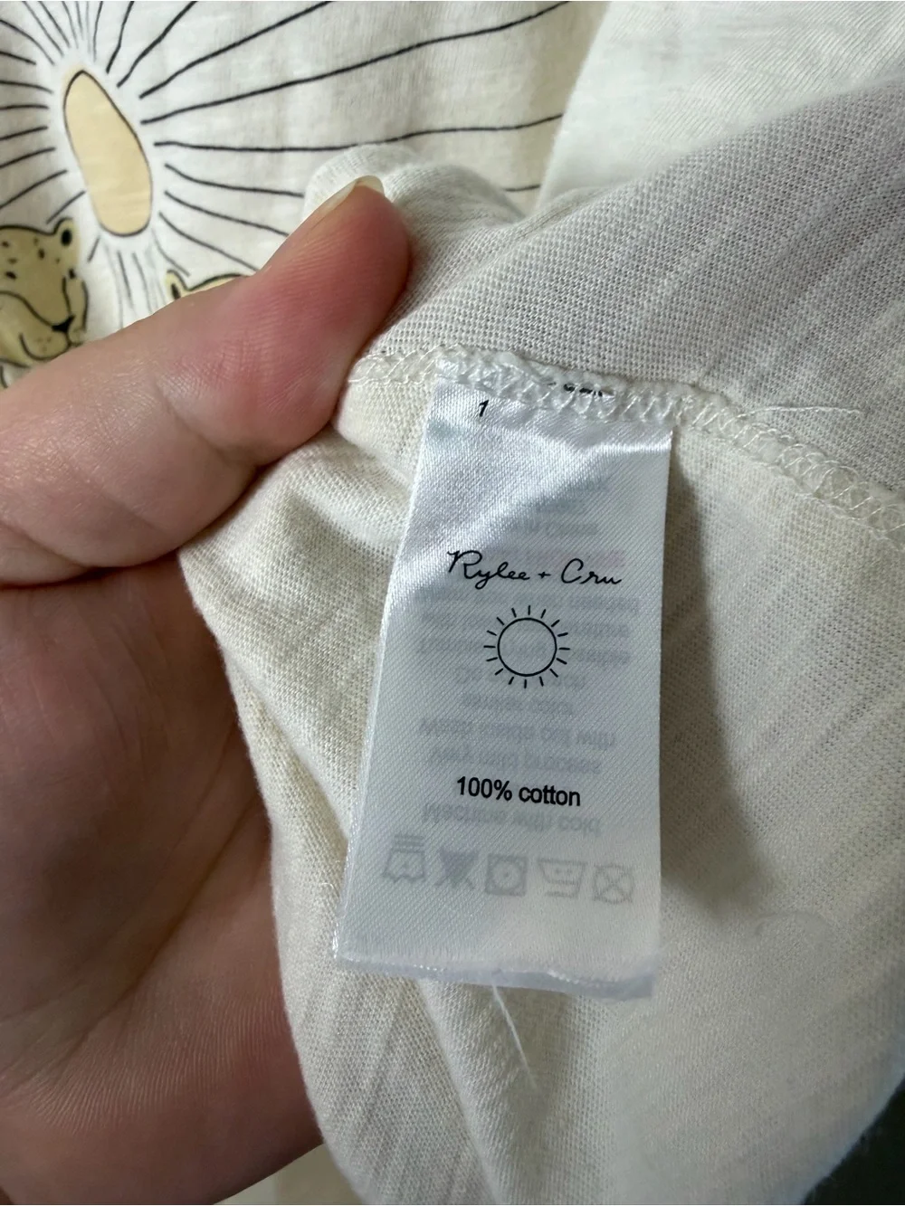 Rylee + Cru Women’s Short Sleeve Basic Tee - Ivory Shine Cheetah Print Large